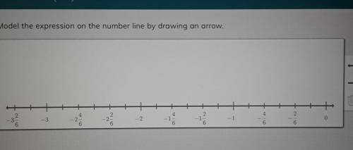 Find -1 5/6 + (-1/3) model the expression on the number line drawing an arrow