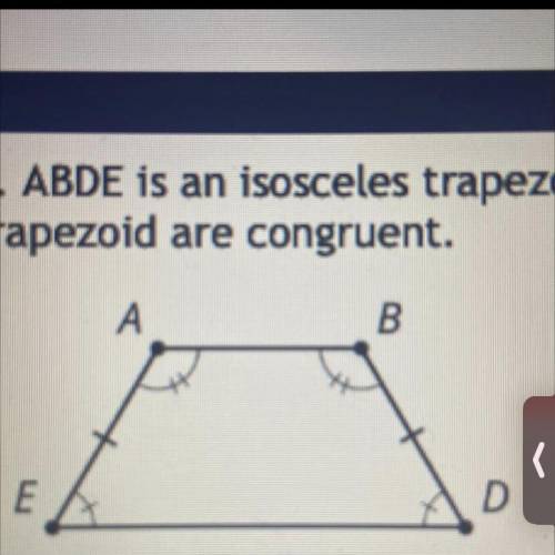 Please help this is due today

ABDE is an isosceles trapezoid. Name one pair of congruent triangle