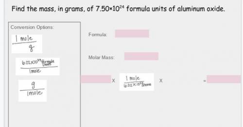 Find the mass, in grams, of 7.50×1024 formula units of aluminum oxide.