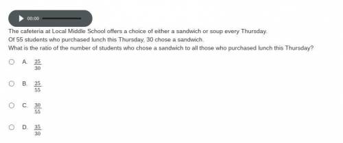The cafeteria at Local Middle School offers a choice of either a sandwich or soup every Thursday.