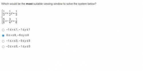 Which would be the most suitable viewing window to solve the system below?