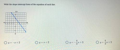 Help me with this question plz. Write the slope intercept form of the equation of each line.