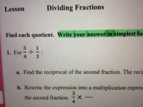 3/4 divided by 1/3 write answer in simplest form