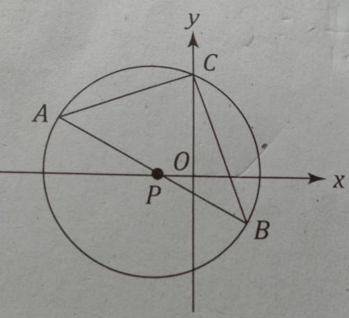 In the diagram below,AB is the diameter of the circle with centre P.Point C lies on the y-axis.Give
