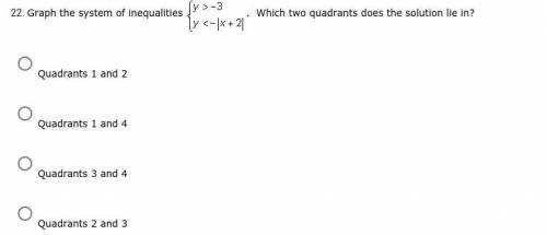 Graph the system of inequalities . Which two quadrants does the solution lie in?