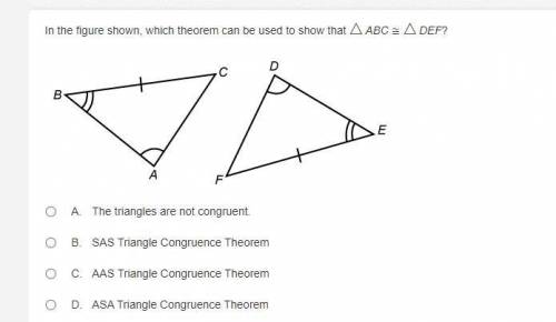 In the figure shown, which theorem can be used to show that △ABC ≅ △DEF?
