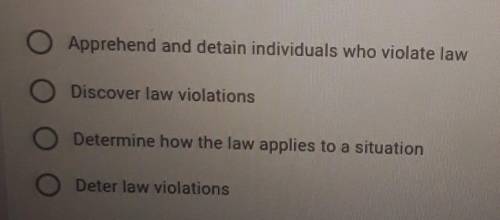 Which of the following does law enforcement not do to enforce the law