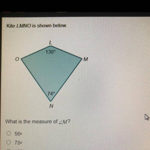 Kite LMNO is shown below. What is the measure of angle M
