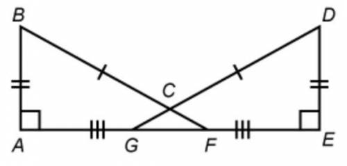 If a proof shows line A F ≅ line EG, is it possible to show that △ABF ≅ △EDG? Explain.

Yes; congr