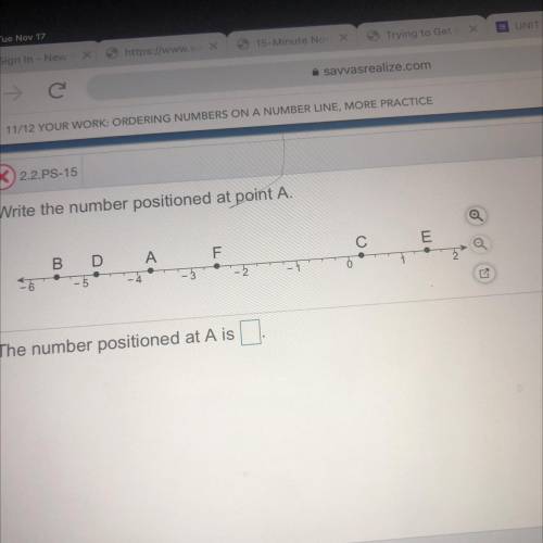 Write the number positioned at point A.