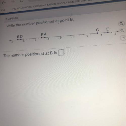 Write the number positioned at point B