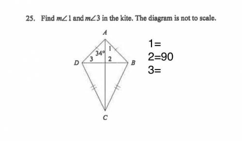 What is the measure of angle 1 and 3.