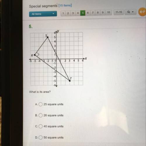 What is the area of the right triangle below?