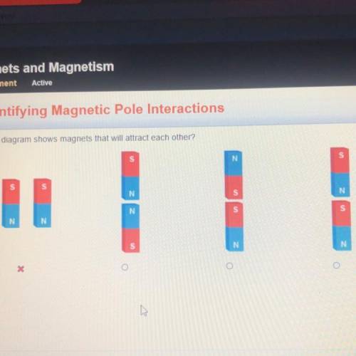 Which diagram shows magnets that will attract each other?