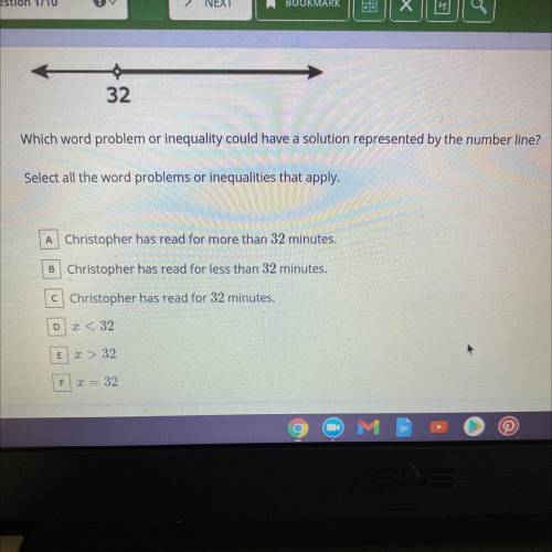 Which word problem or inequality could have a solution represented by the number line? Select all t