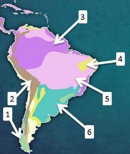 Which climate region is labeled with the number 3 on the map above?

A.
humid subtropical
B.
tropi