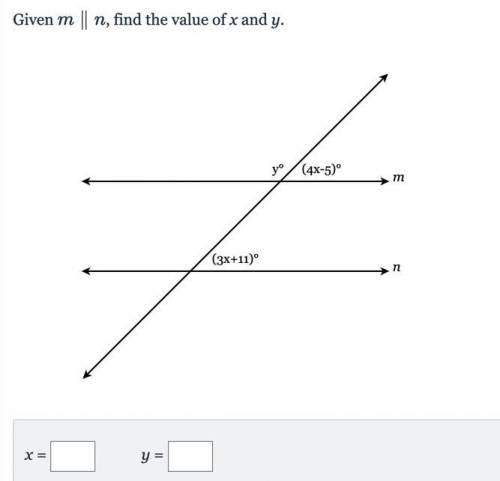 Please find the value of x and y