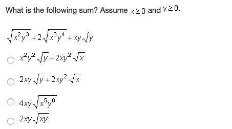 What is the following sum? Assume x greater-than-or-equal-to 0 and y greater-than-or-equal-to 0

S