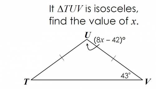 If TUV is isosceles, find the value of X