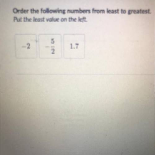 Order the following numbers from least to greatest.
Put the least value on the left.