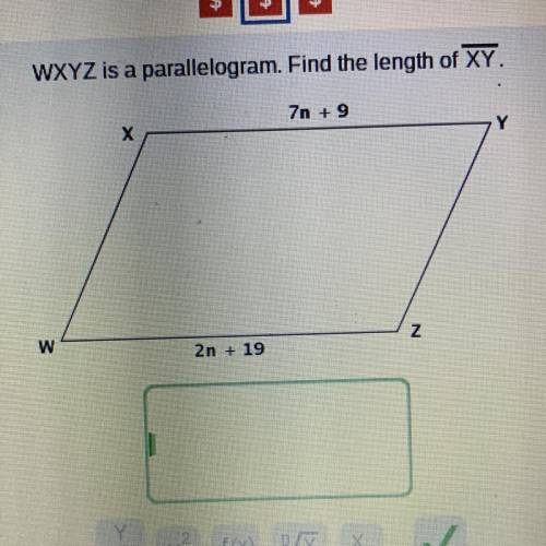WXYZ is a parallelogram. Find the length of XY