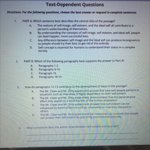 has anyone done these text dependent questions for the text on commonlit called Self-Concept By Sau