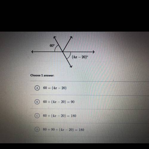 Which equation can be used to solve for x in the following diagram?

HELL ASAP WILL MARK BRANILEST
