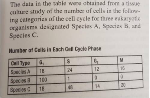 Will mark brainliest PLEASE.

Which species spent the greatest percentage of their cell cycle time