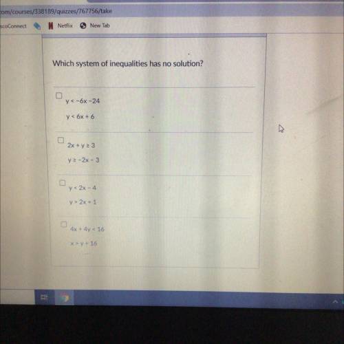 Help please
Which system of inequalities has no solution