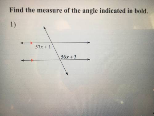 Find the measure of the angle indicated in bold
Please help! Quiz tomorrow