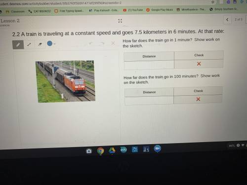 Pleas help! A train is traveling at a constant speed and goes 7.5 km in six minutes.