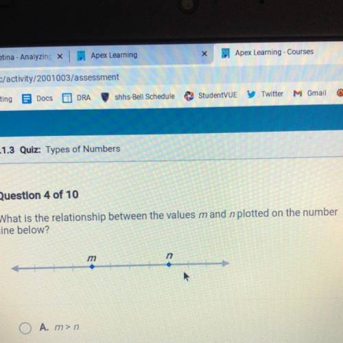 What is the relationship between the values m and n ?
