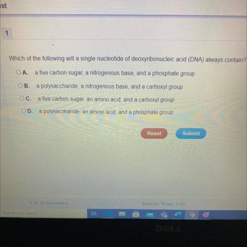 Which of the following wil a single nucleotide of deoxyribonucleic acid (DNA) alvays contain?
