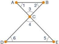 The figure shows two parallel lines AB and DE cut by the transversals AE and BD:

Which statement