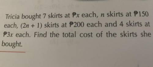 Tricia bought 7 skirts at $x each, n skirts at $150 each, (2n+1) skirts at $200 and 4 skirts at $3x