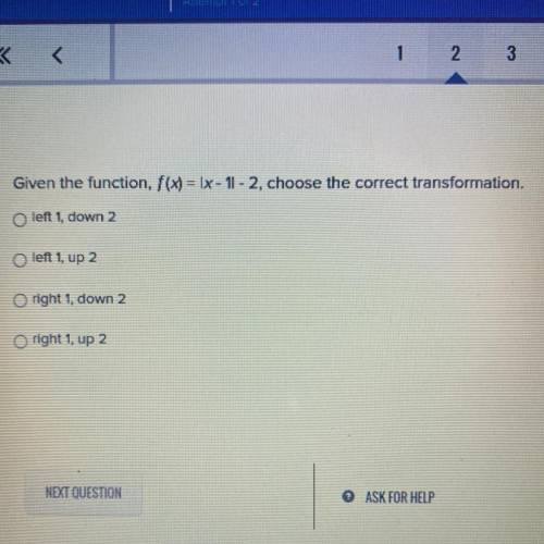Given the function, f(x)= |x-1| -2, choose the correct transformation