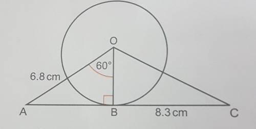 The diagram shows a circle with centre O.a)Find the radius of the circle.b)Find the angle OCB.