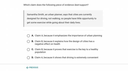 One more

Claim A: American cities are well designed to make us happy and healthy.
Claim B: To imp