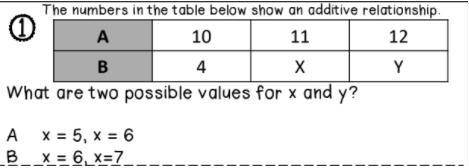 What are 2 possible values for x and y.