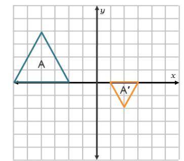 Which describes the sequence of transformations used to obtain the image (triangle A’) from the pre
