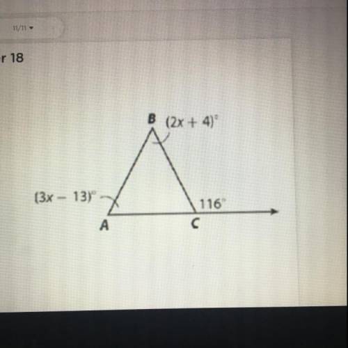 What is the measure of
ZA in the triangle
shown?