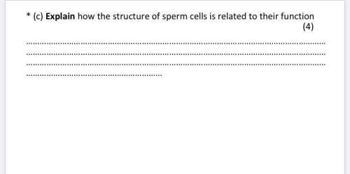 Explain how the structure of sperm cells is related to their function.

Please answer I will give