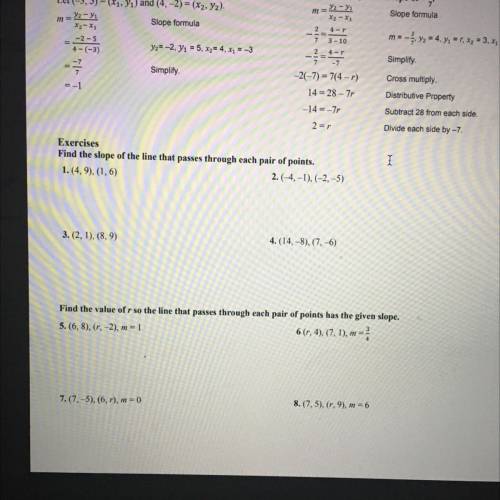 Can someone help me find the slope and the value of r