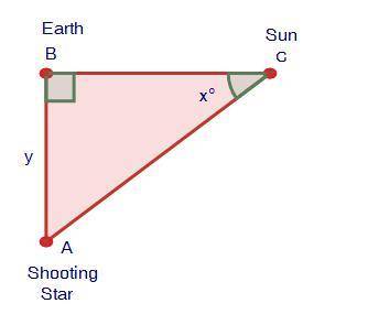 PLS HELP FAST

A shooting star forms a right triangle with the Earth and the Sun, as shown below:
