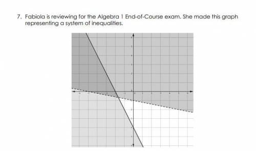 Fabiola is reviewing for the Algebra 1 End-of-Course exam. She made this graph

representing a sys