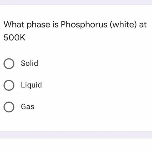 What phase is Phosphorus (white) at 500K