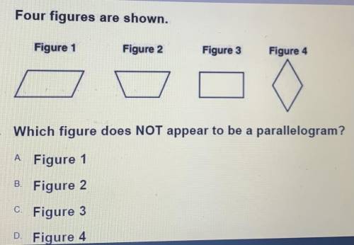 Four figures are shown, Which figures does NOT appear to be parallelogram?