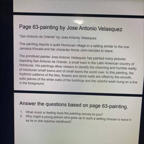 Answer the questions based on page 63-painting.

1. What mood or feeling does the painting convey