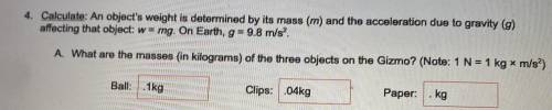 An object’s weight is determined by its mass (m) and the acceleration due to gravity (g) affect tha