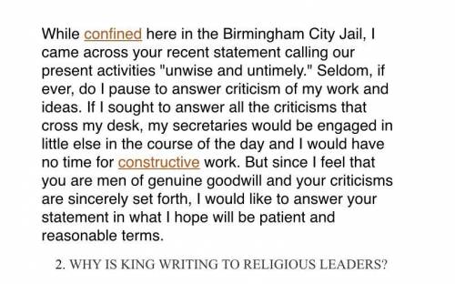 WHY IS KING WRITING TO RELIGIOUS LEADERS?